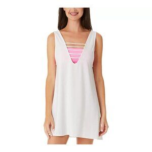 California Waves Juniors' Size Medium Strappy Swim Cover-Up Dress in White $30